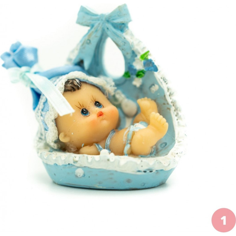 Baby in a blue basket.