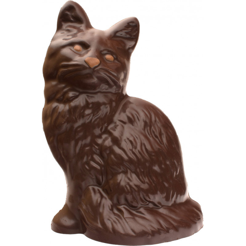 Chat assis en chocolat de Pâques garni
