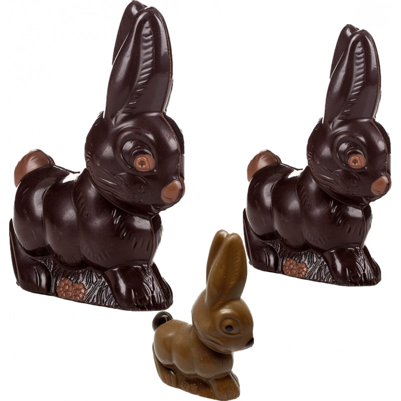 Filled chocolate lying rabbit from 11 to 24 cm