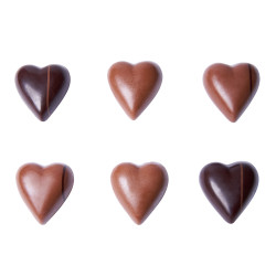 Heart engraved with love in dark chocolate